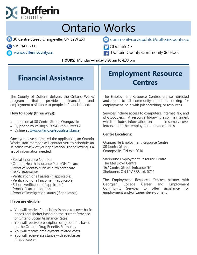 Ontario Works brochure, page 1
