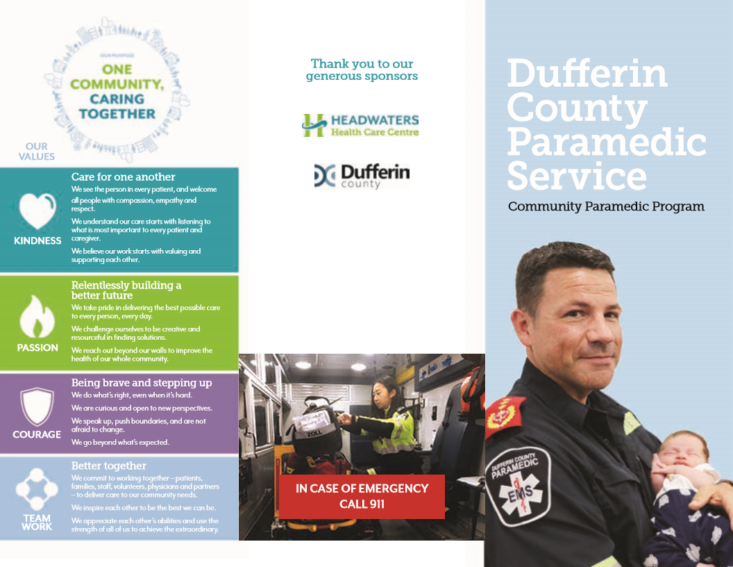 Dufferin County Paramedic Service brochure page 1